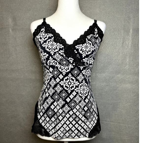 White House Black Market Tops - White House Black Market Camisole Top EUC Black White Lace Size Small
